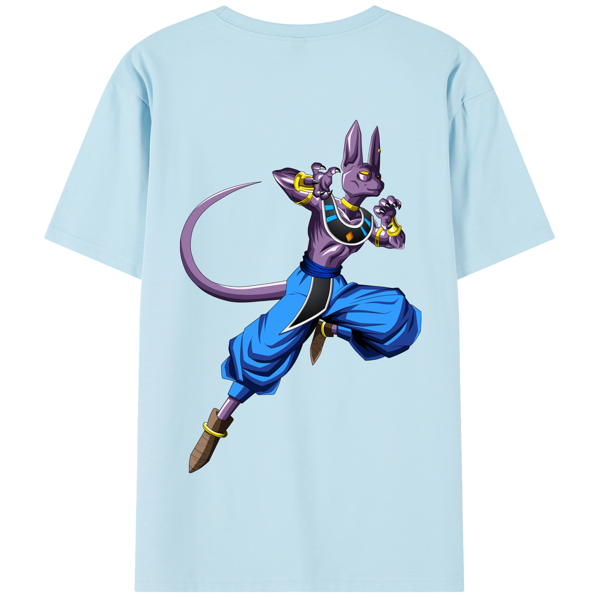 （画像用） ドラゴンボール ビルス 破壊神ビルス DRAGON BALL Beerus Birusu 綿100％半袖Tシャツ（背面プリント）